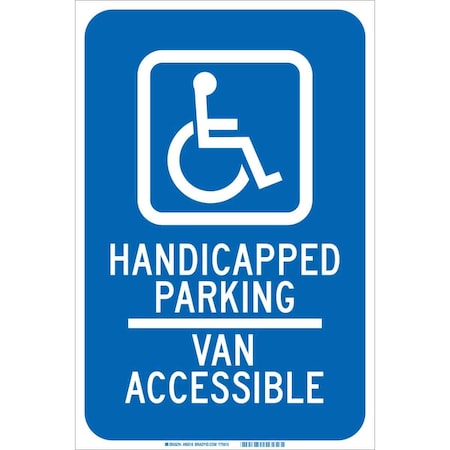 Brady Handicap Parking Sign, 18"H, 12"W, Alum, 90018 90018